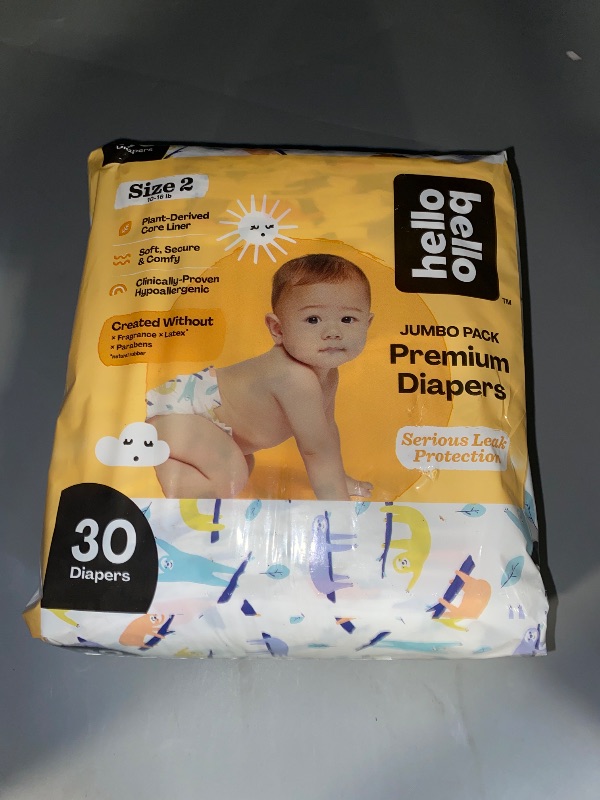 Photo 1 of Hello Bello Premium Baby Diapers Size 2, 30 Count of Disposable, Extra-Absorbent, Hypoallergenic Diapers with Snug and Comfort Fit, Sleepy Sloth