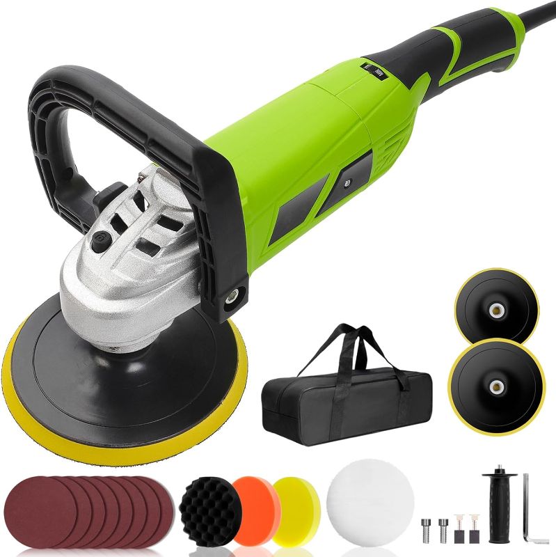 Photo 1 of COMOWARE 1300W Professional Car Buffer Polisher - 6-Speed Adj. (600-4000 RPM) with 7"/6" Backing Plates, Auto Detailing Tool for Sanding/Waxing/Polishing by Professionals
