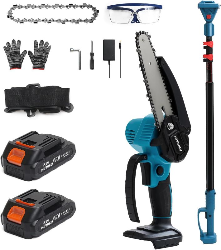 Photo 1 of 2-in-1 Cordless Pole Saw & Mini Chainsaw with 2 Batteries for Tree Trimming BLUE-C