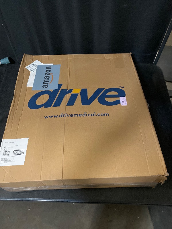 Photo 1 of Drive Medical 11148-1 Folding Steel Bedside Commode Chair, Portable Toilet, Supports Individuals Weighing Up To 350 Lbs, with 7.5 Qt. Bucket and 13.5 Inch Seat, Grey
