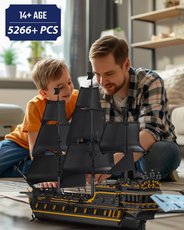 Photo 1 of Nueris Pirate Ship Model Building Blocks Sets - 5266+ Pieces MOC Large Black Pearl Boat Sailboat Construction Blocks Toys Model Kits - Halloween Gifts Ideas for Adults and 14+ Boys
