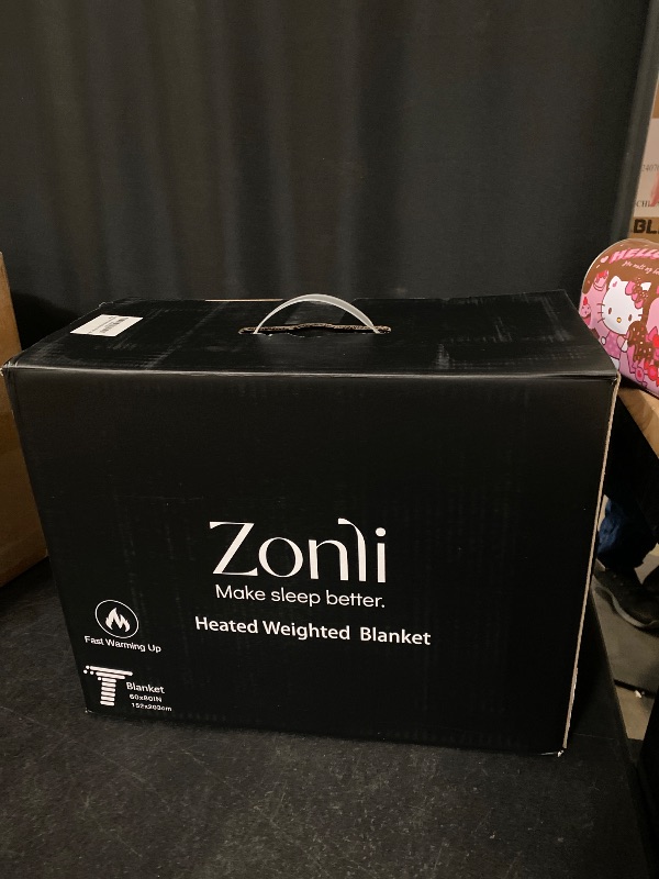 Photo 1 of ZonLi Heated Weighted Blanket 20lbs, 60x80 Queen Size, Weighted Heated Blanket for Adults, Fast Heating 10 Heating Levels & 12H Auto Shut-Off, Soft Comfort Flannel Heavy Blanket with Glass Beads