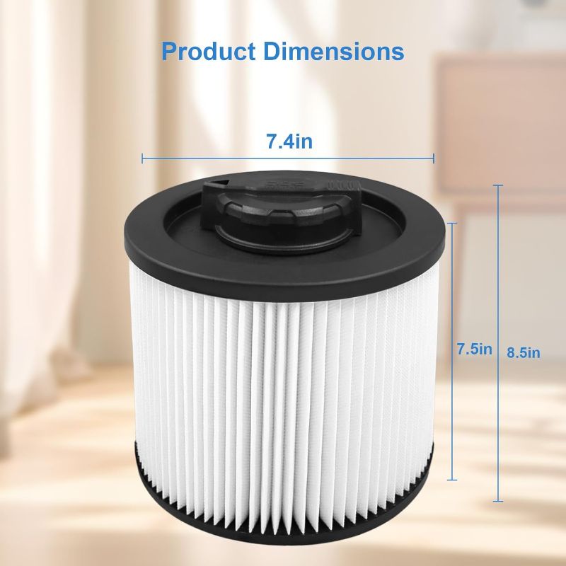 Photo 1 of DXVC6910 Cartridge Filter for Dewalt Wet/Dry Vacuum 6-16 Gallon DXV06P DXVC6910 DXV09P DXV10P DXV10PL DXV10SA DXV12P DXV14P DXV16P, Washable Reusable High Efficiency Replacement Filter 4 Pack
