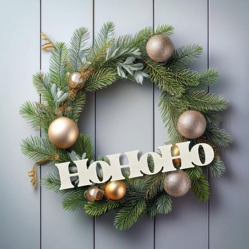 Photo 1 of Festive Wooden Sign - "HO HO HO" - Versatile Holiday Decor for Table, Wreaths, Doors, and Shelves