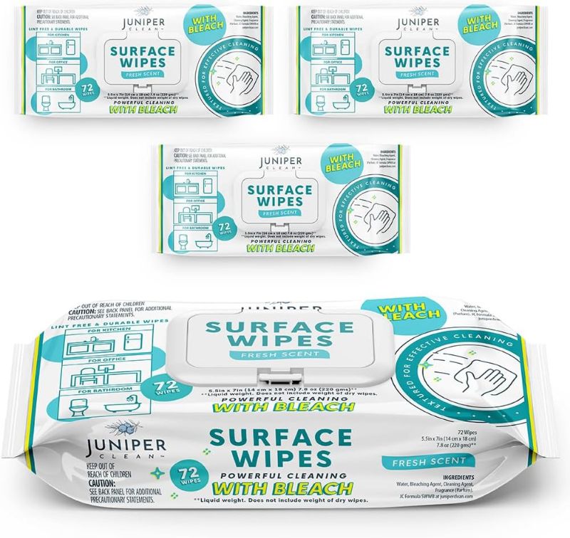 Photo 1 of 3 Pack Surface Cleaning Wipes with Bleach, All-Purpose Cleaner for Bathroom, Kitchen, Office, 216 Count Soft Flow, Fresh Scent, Lint Free & Durable