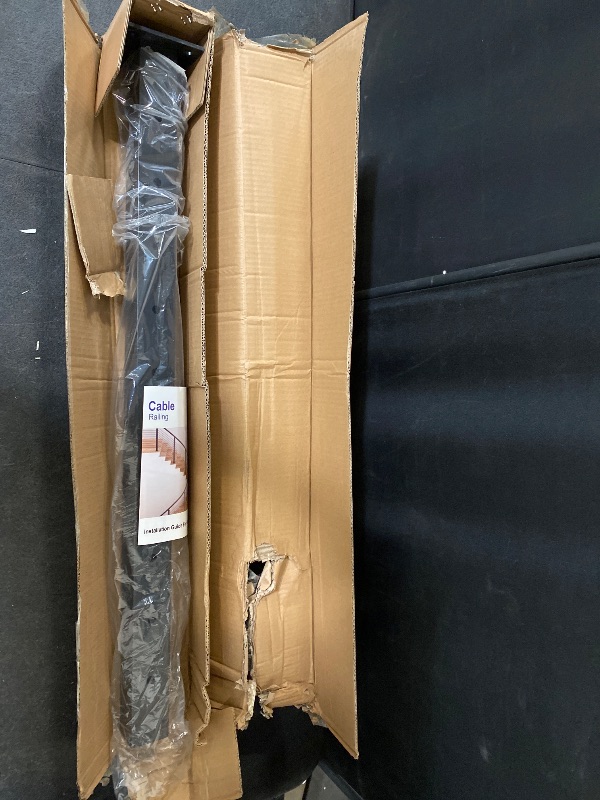 Photo 1 of 35"x2"x2" Stainless Steel Cable Railing Post, Black Top Mount Level Line Post with Grommets for Deck Railing Systems, Indoor & Outdoor Use, MY08-L