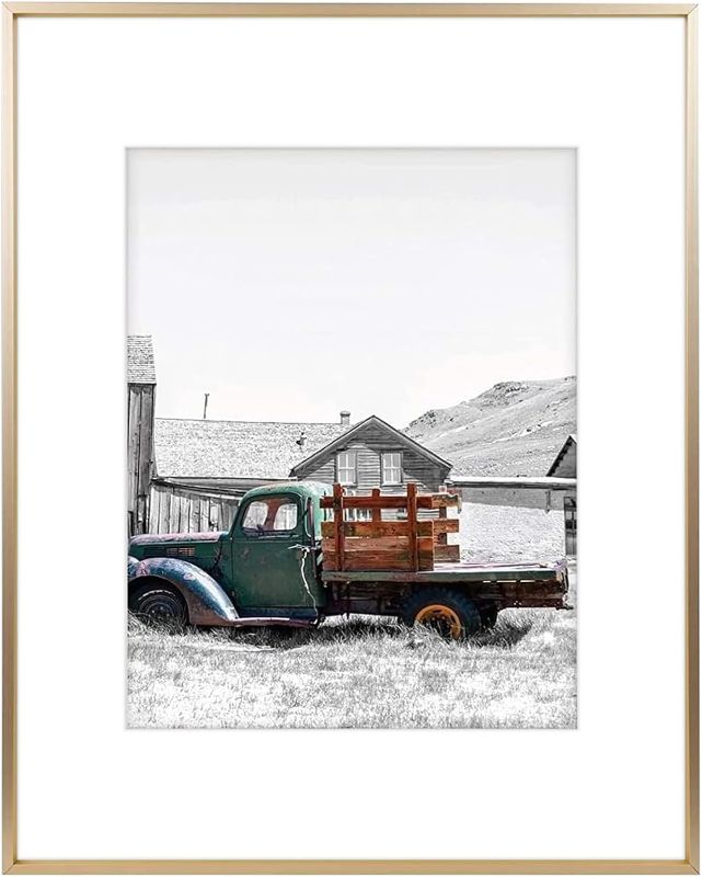 Photo 1 of Golden State Art, 16x20 Gold Picture Frame Displays Photo 11x14 with Mat or 16 x 20 Without Mat for Wall Mounting, Classic Satin Aluminum Frames with Real Glass (Pack of 1)