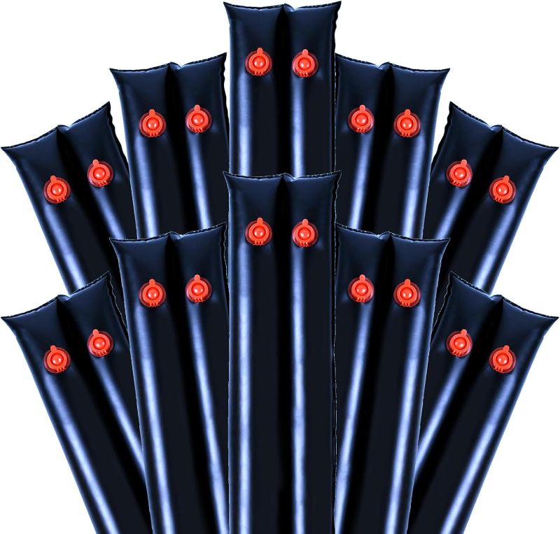 Photo 1 of 8Ft Pool Water Bags,10 Packs 0.4mm Double Chamber Water Tubes for Inground Pool Cover 27Gauge Heavty Duty Pool Cover Weights for Winter Pool Cover Closing (Black)