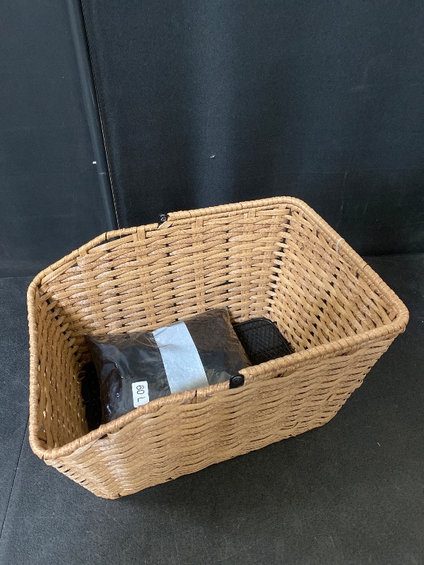 Photo 1 of MEGHNA Bike Basket Woven Portable Rear Bicycle Basket with Protection Net Detachable Bike Rack Basket Bike Storage for Rear Rack of Most Kinds of Bike
