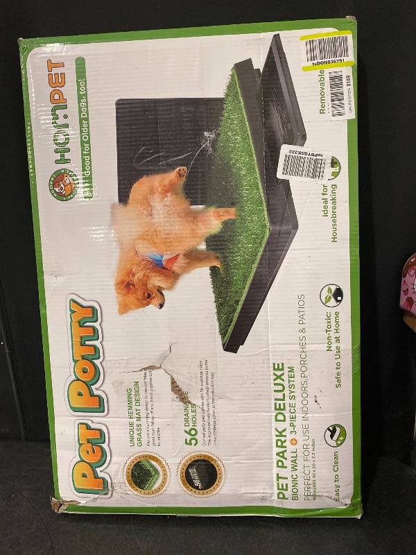 Photo 1 of Hompet Dog Potty for Indoor or Porch, 2 Pcs Artificial Grass Training Pads with Pee Baffle, Reusable , Alternative to Puppy Pads, Portable Dog Litter Box for Small/Medium Dogs