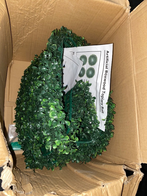Photo 1 of 2 Pcs 15 inch Boxwood Topiary Ball Artificial Plant Topiary Ball Faux Boxwood Decorative Balls for Garden, Backyard, Balcony and Home Décor
