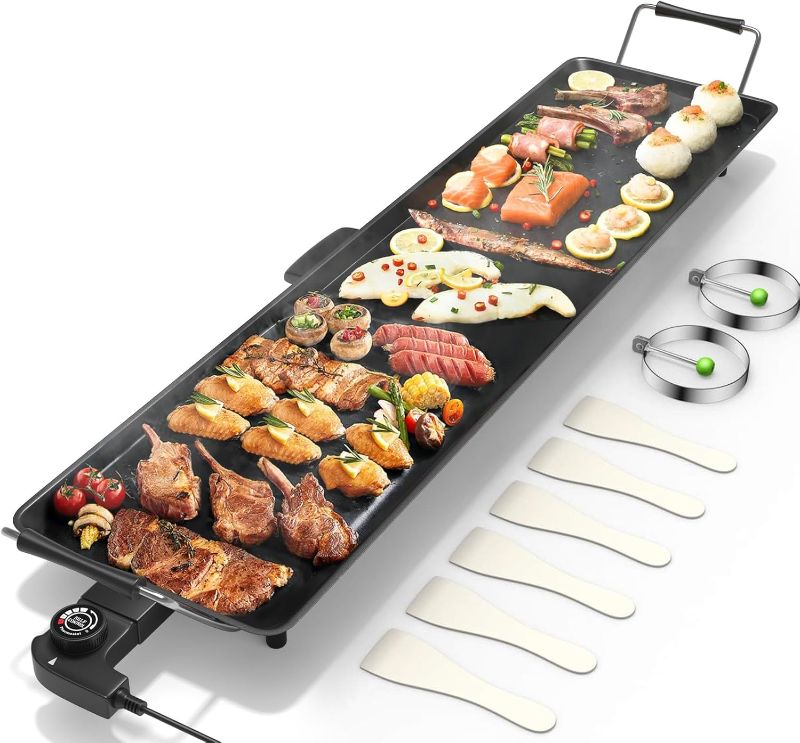 Photo 1 of Costzon 35" Electric Griddle Teppanyaki Grill BBQ, Nonstick Extra Large Griddle Long Countertop Grill with Adjustable Temperature & Drip Tray, Indoor Outdoor Cooking Plates for Pancake Barbecue
