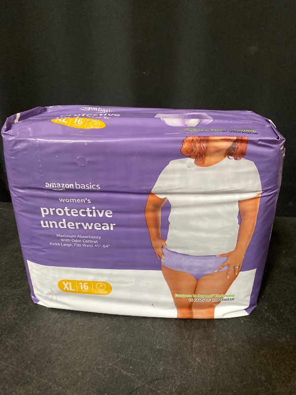 Photo 1 of Amazon Basics Incontinence Underwear for Women, Protective, Disposable, Postpartum, Maximum Absorbency, X-Large, Lavender, 16 Count