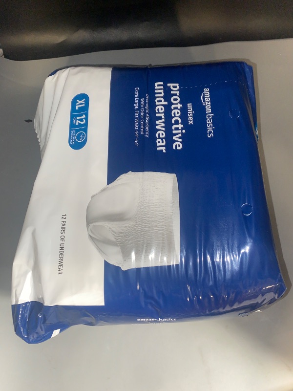 Photo 1 of Amazon Basics Unisex Protective Underwear, Overnight Absorbency, Extra Large, 12 Count, (1 Pack of 12)