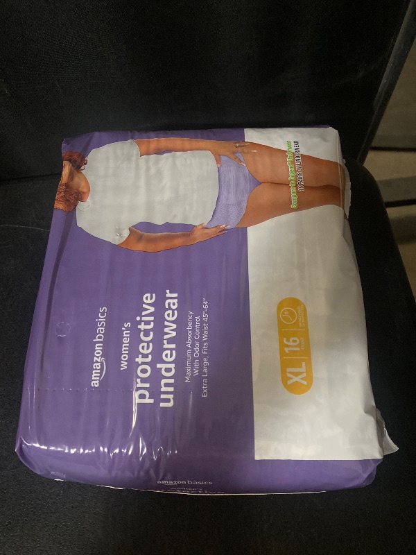 Photo 1 of Amazon Basics Incontinence Underwear for Women, Protective, Disposable, Postpartum, Maximum Absorbency, X-Large, Lavender, 16 Count