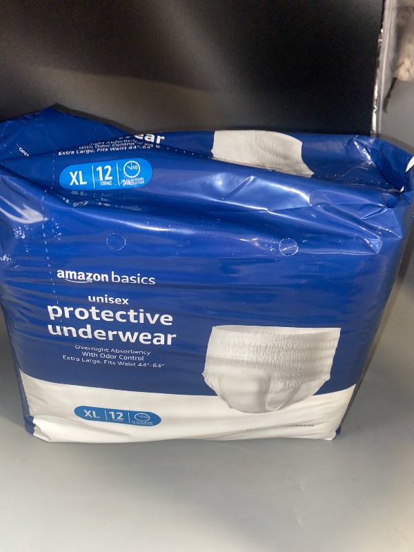 Photo 1 of Amazon Basics Unisex Protective Underwear, Overnight Absorbency, Extra Large, 12 Count, (1 Pack of 12)