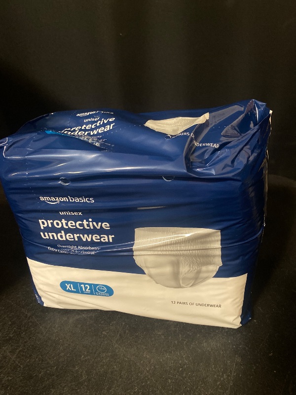 Photo 1 of Amazon Basics Unisex Protective Underwear, Overnight Absorbency, Extra Large, 12 Count, (1 Pack of 12)