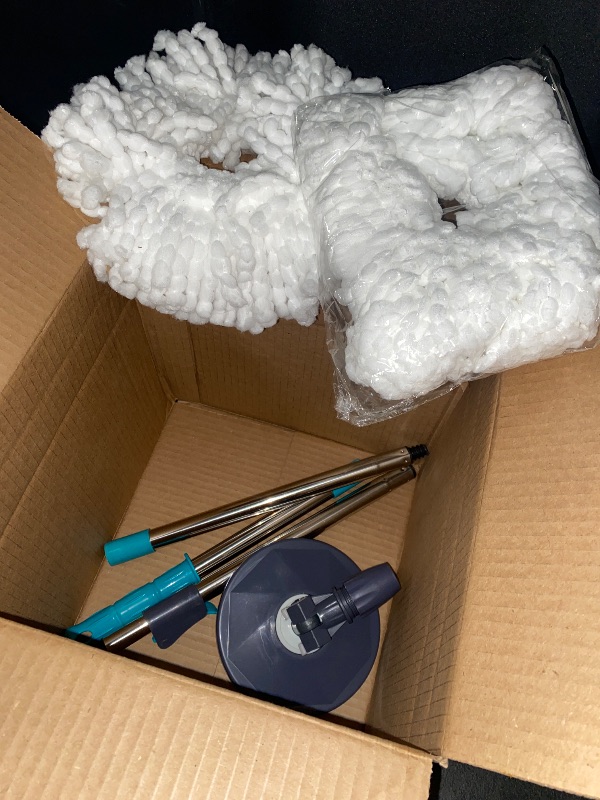 Photo 1 of Mop & Refills Set, Hardwood Floor Mop for Floor Cleaning with 2 Replacement Heads Refills and 61" Extended Mop Pole Handle-Blue
