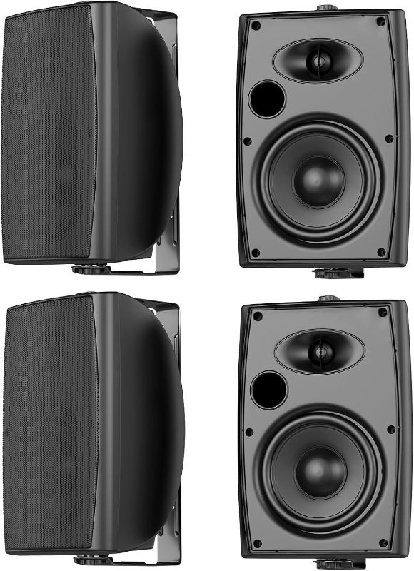 Photo 1 of STUDIOFINIX 6.5 Inch Max 800W Outdoor Bluetooth Speakers Waterproof Wired with Multifunctional Amplifier Wall Mount Outdoor Speaker System for Patio Garden Poolside Home(4 Speakers,Black)
