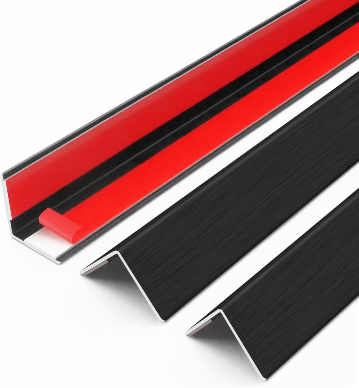 Photo 1 of 2pcs 48"L*0.98"W Aluminum Self-Adhesive Wall Corner Protectors, Wall Furniture Bumper, Safety Baby Proofing Corner Cushion Table Edge?Wide Coverage and Easy to Install - Black
