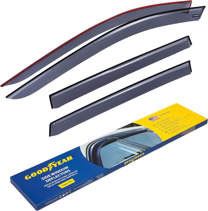 Photo 1 of GOODYEAR Side Window Deflectors for Nissan Rogue 2014-2020, Tape-on Rain Guards, Window Visors, 4 Pieces - GY003121