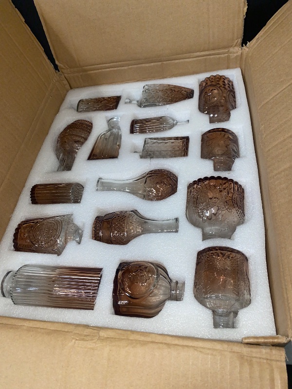 Photo 1 of Glass  Vase Set of 60 - Small Vases for Flowers in Bulk - Assorted Vintage Crystal Vases for Flowers, Table Centerpieces (Amber, 60 Pcs)