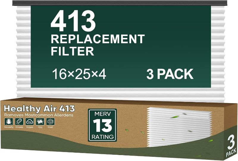 Photo 1 of 3 Pack 413 Replacement Filter Compatible with Air Purifier 1410, 1610, 2140, 2410, 2416, 3410, 4400, or 2400, MERV-13, 16x25x4, Air Filter
