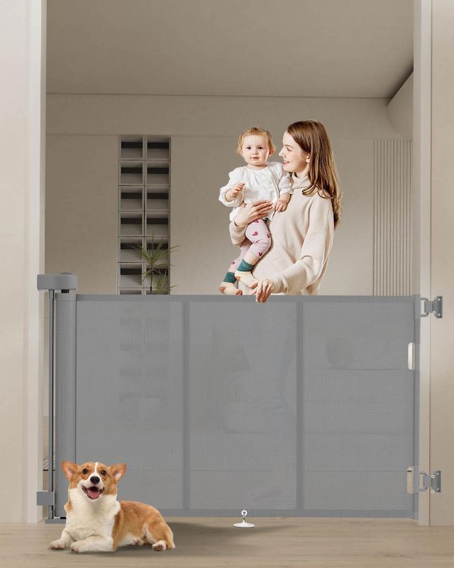 Photo 1 of Upgrade 71" Retractable Baby Gates with Reinforced Strip Design to Prevent Crawling Through, 34" Tall Retractable Gate for Baby and Pet, 6 FT Baby Gates for Stairs, Doorways, Hallways

