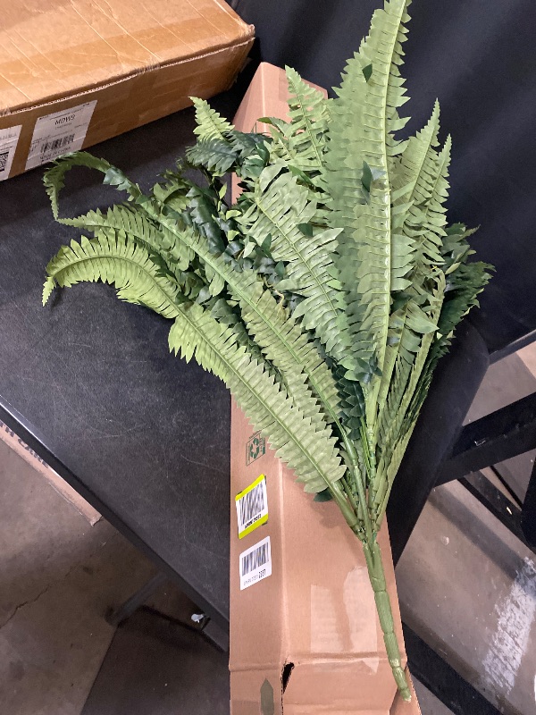 Photo 1 of Artificial Ferns 25.6" Dia. - Faux Ferns for Outdoor Planter & Hanging - Fake Plant Shrubs for Home Garden Porch Farmhouse Decor
