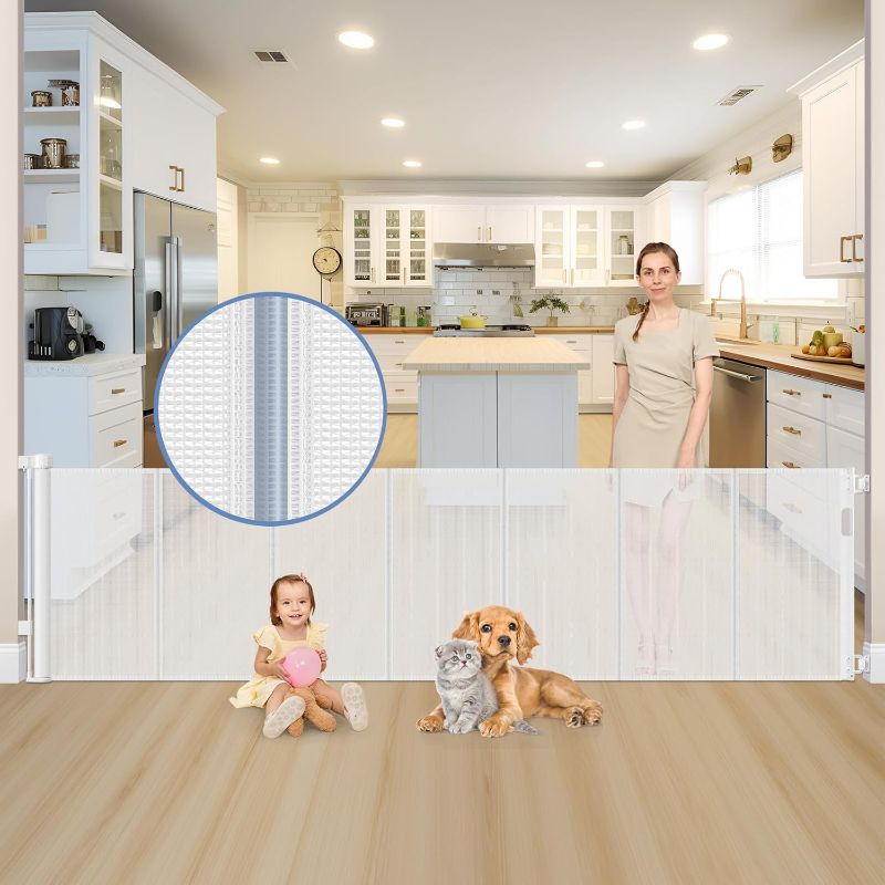 Photo 1 of Reinforced 120 Inch Extra Wide Retractable Baby Gates Extra Wide Baby Gates for Large Openings Baby Gates Extra Wide Retractable Dog Gate for The House Extra Wide Dog Gate Extra Long Baby Gate for Dog
