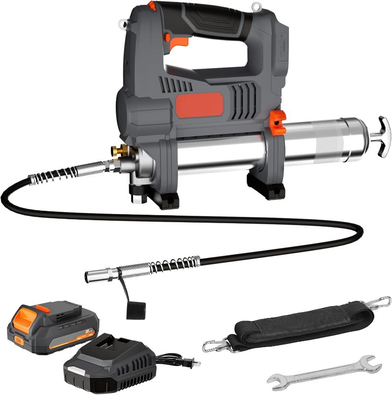Photo 1 of Cordless Grease Gun Kit Compatible with Dewalt 20V MAX Battery, 10000 PSI 5-Speed Grease Gun w/ 20V 2.0Ah Battery and Charger, 31In Flexible Hose, Ideal for Machinery Automotive Maintenance
