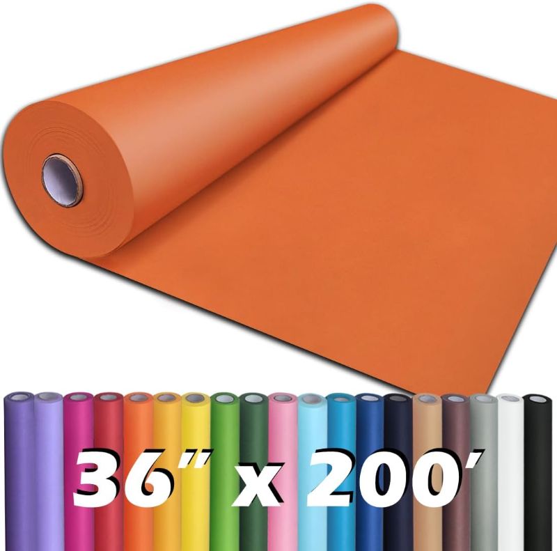 Photo 1 of PerkHomy 36" x 2,400" (200') OrangeRed Kraft Paper Roll for Craft Bulletin Board Paper Kids Art Table Covering Crafting Gift Wrapping Bouquet Packing Parcel 80GSM 55LB (OrangeRed, 36" x 200')
