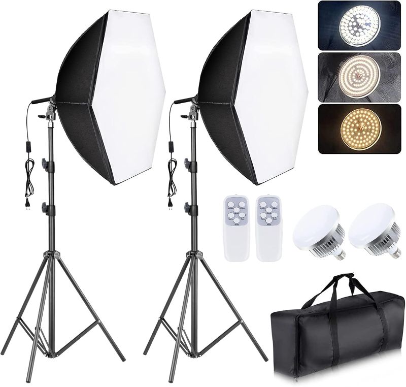 Photo 1 of Torjim Softbox Lighting Kit, 30"X30" Professional Photography Lighting Kit for Filming Model Portrait Product Fashion Photography, Continuous Lighting Kit for Video Recording, Portraits Shooting
