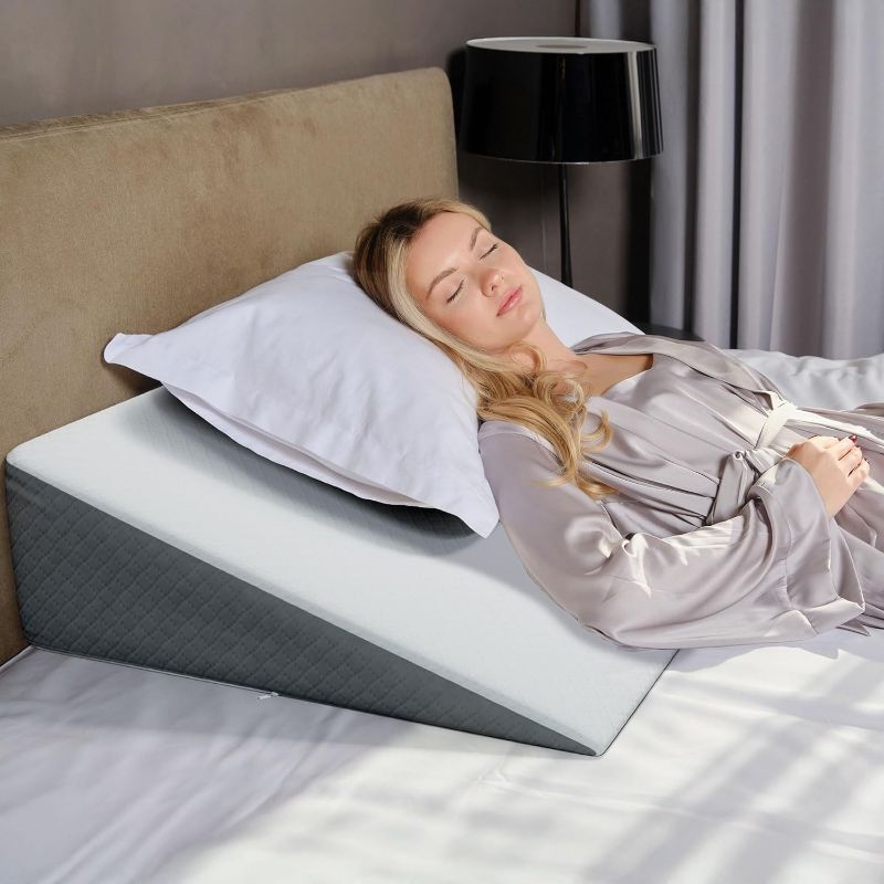Photo 1 of Kolbs Bed Wedge Pillow Extra Wide with Memory Foam Top (Super Large 7.5 Height (31 x 33 x 7.5) Stylish Jacquard Cover Extra Large
