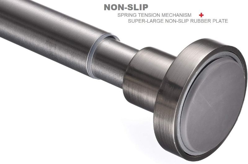 Photo 1 of BRIOFOX Tension Curtain Rod 43-73 Inches Brushed Nickel, Never Rust and Non-Slip and Heavy Duty Shower Curtain Rod, 304 Stainless Steel
