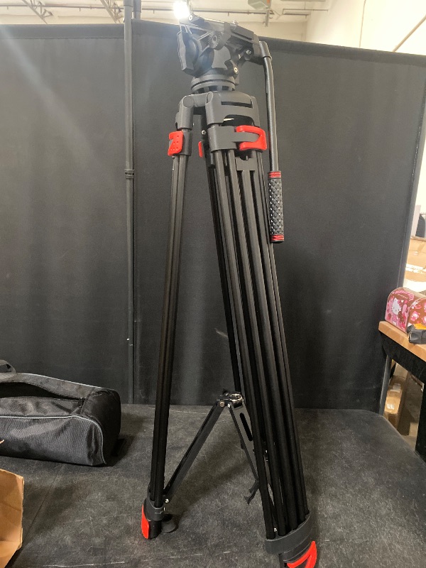 Photo 1 of NEEWER Basic 74" Video Tripod with Fluid Head , Metal Camera Tripod with Smooth Friction Damping, Mid Level Spreader, Quick Release Plate Compatible with Manfrotto 501, Max Load 17.6lb, TP37
