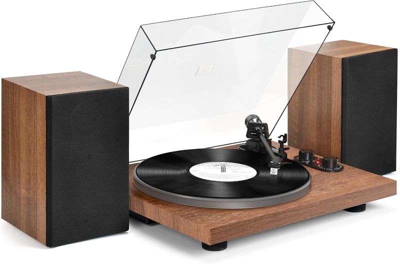 Photo 1 of Record Player Turntable with 40W Speakers and Bluetooth Output Input for Vinyl Records,Vinyl Record Player with Built-in Preamp,AT-3600L Cartridge,USB Record,Pitch and Counterweight
