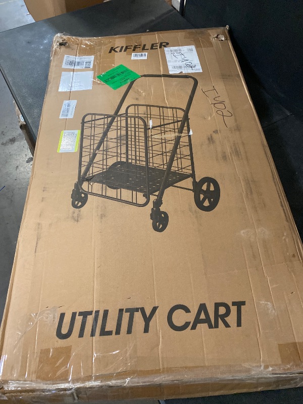 Photo 1 of Shopping Cart for Groceries, 396 LBS Super Capacity Folding Utility Cart with Waterproof Liner, 360° Rolling Swivel Wheels Collapsible Cart, Heavy Duty Trolley for Laundry, Groceries (Jumbo+Bag)

