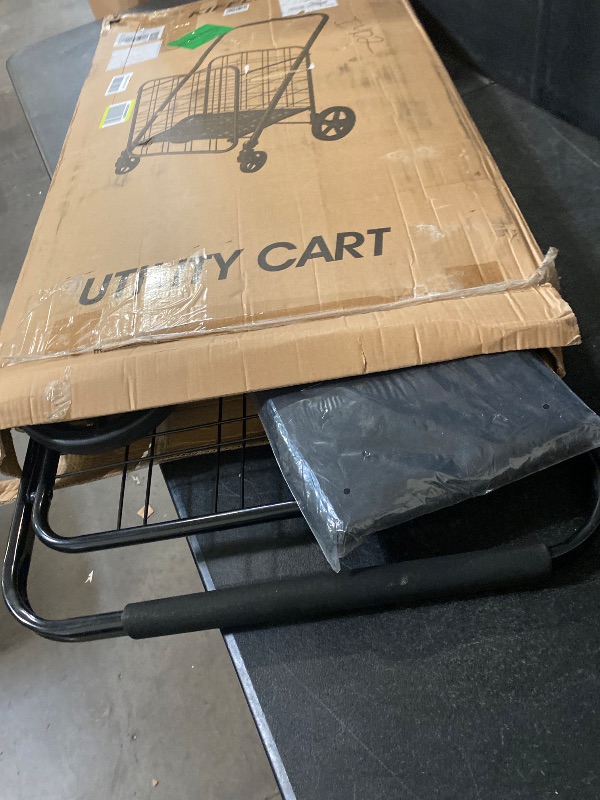 Photo 1 of Shopping Cart for Groceries, 396 LBS Super Capacity Folding Utility Cart with Waterproof Liner, 360° Rolling Swivel Wheels Collapsible Cart, Heavy Duty Trolley for Laundry, Groceries (Jumbo+Bag)
