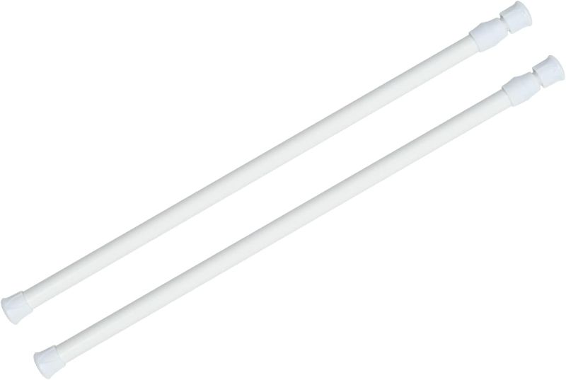 Photo 1 of 2 Pack Spring Tension Curtain Rod for Window 4.5 FT, Adjustable Expandable Small Curtain Tension Rods No Drill for Kitchen, Bathroom, Doorway, Cupboard(White)