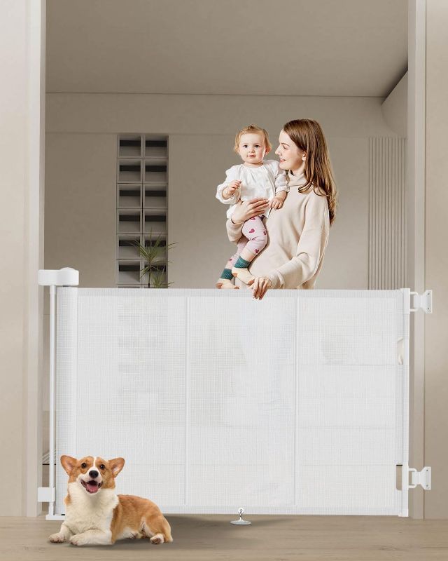 Photo 1 of Upgrade 71" Retractable Baby Gates with Reinforced Strip Design to Prevent Crawling Through, 34" Tall Retractable Gate for Baby and Pet, 6 FT Baby Gates for Stairs, Doorways, Hallways
