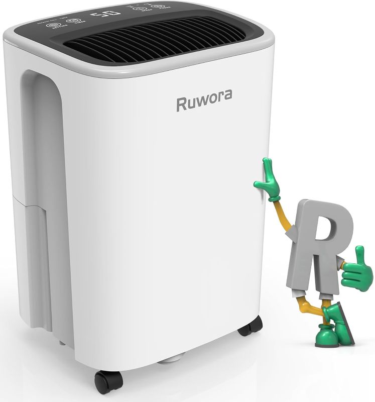 Photo 1 of Dehumidifier 2500 Sq.Ft 30 Pint, Dehumidifiers with Drain Hose, 0.66 Gallon Water Tank, RUWORA Dehumidifiers for Home Basement Bedroom Bathroom, Overflow Protection, 24H Timer
