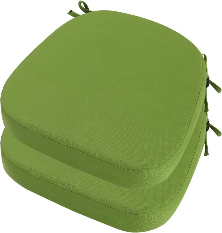 Photo 1 of idee-home Outdoor Chair Cushions Set of 2, 19" x 19" x 3" Thick Patio Furniture Outdoor Seat Cushions Waterproof with Ties, Dining Pads
