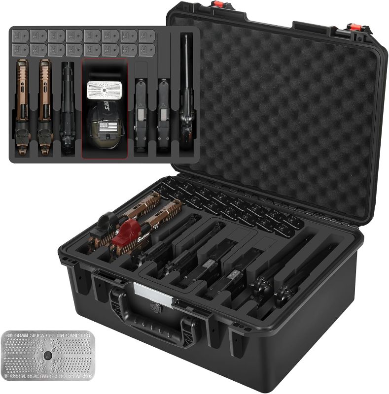 Photo 1 of Case for Mutil Handguns - Holds Multiple Hand Guns Case & Magazines, Pre-cut Waterproof TSA Carrying Case for Pistols, Storage Box for Beretta, for Smith and Wesson, for Glock, for Revolver