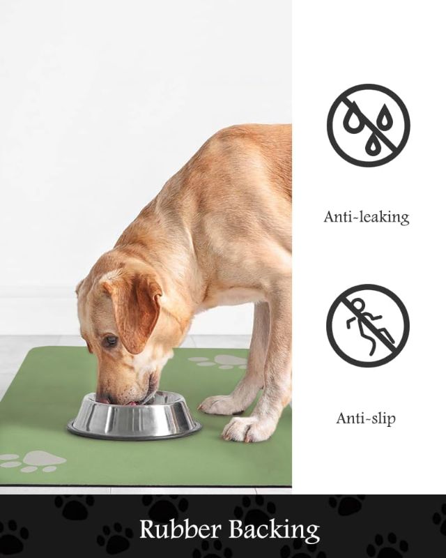 Photo 1 of Pet Feeding Mat-Absorbent Dog Mat for Food and Water Bowl-No Stains Quick Dry Dog Water Dispenser Mat-Dog Accessories Pet Supplies-Dog Water Bowl for Messy Drinkers
