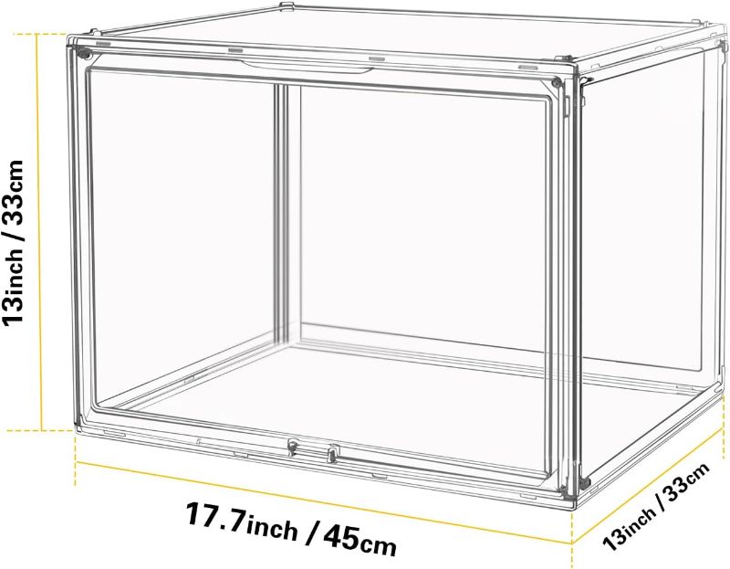 Photo 1 of Clear Stackable Plastic Storage Bins with Lid, Dustproof Display Cases, Extra Large Figures Collectibles Showcase, Boot & Shoe Boxes, Helmet Protection Organizer
