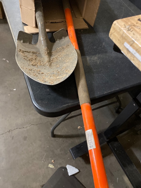 Photo 1 of Heavy Duty Gardening Shovel, 56 Inch Round Blade with Fiberglass Handle (Orange)
