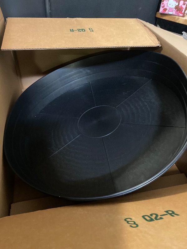 Photo 1 of 2 Pack of 25 26 inch Plant Saucer Round, 4.2" Depth Tray, Large Plant Saucers 24" 26" for Pots, Heavy Duty Plastic Flower Plant Water Trays for Indoors Outdoor, Plant Drip Trays (Black)
