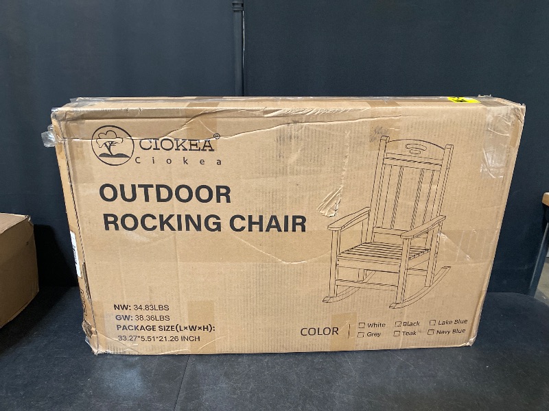Photo 1 of Oversized Rocking Chair Outdoor, HDPE Poly Rocking Chair, All Weather Porch Rocker for Deck Patio Balcony, 380lbs, Black