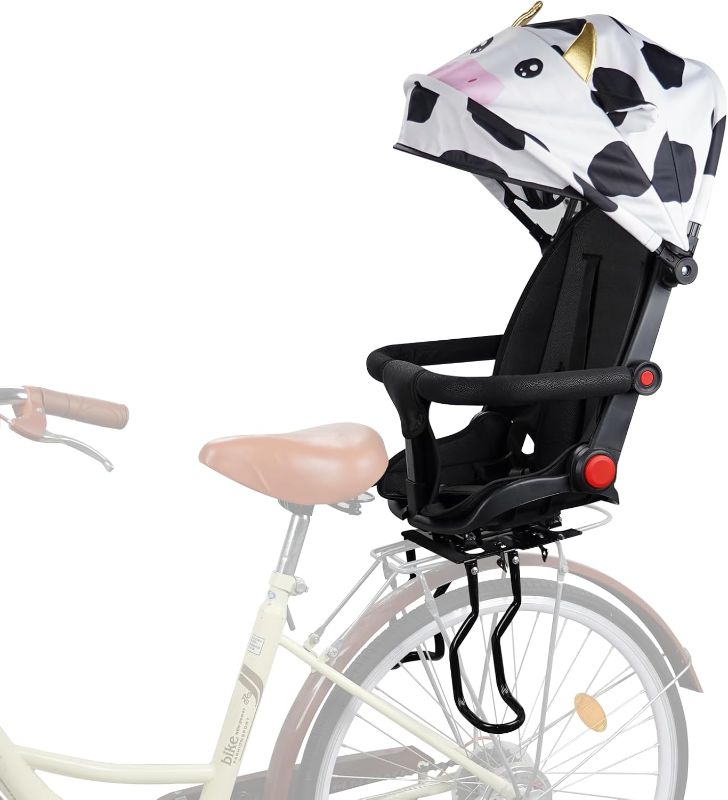 Photo 1 of Rear Child Bike Seat,Rear Mounted Child Bike Seats,Back Mount Child Seat with Back Rest Armrest Foot Pedals,Width Adjustable Bicycle Rear Seat,Fits All Bicycle Rear Frames